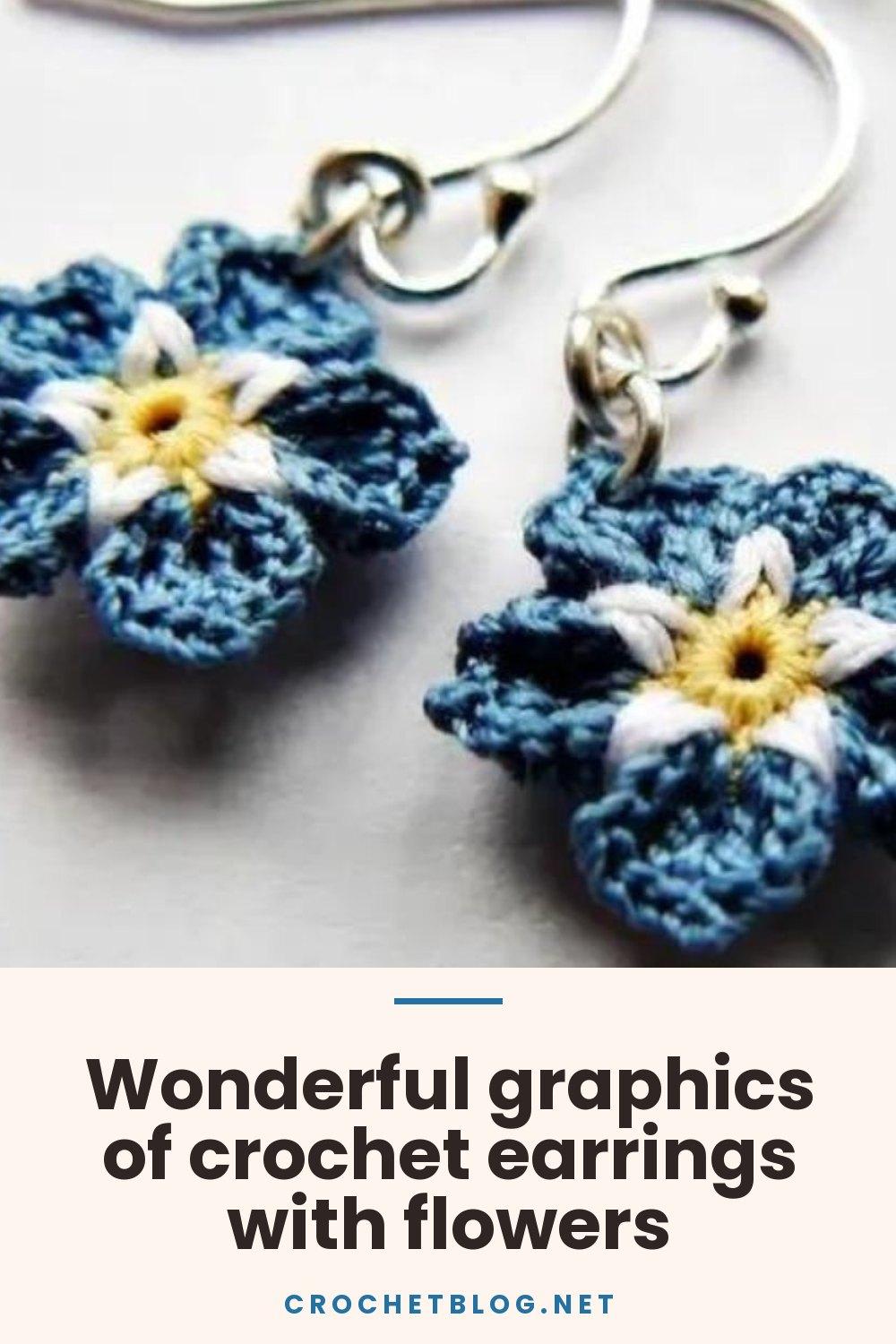 Wonderful graphics of crochet earrings with flowers