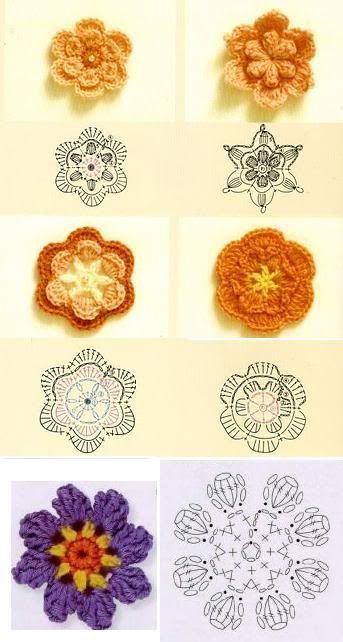 graphics of crochet earrings with flowers 5