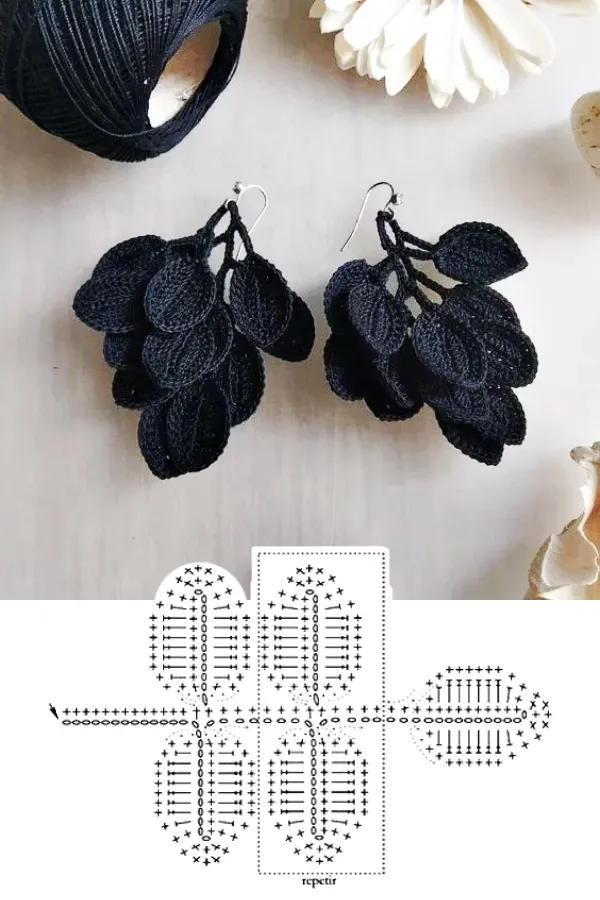 graphics of crochet earrings with flowers 9