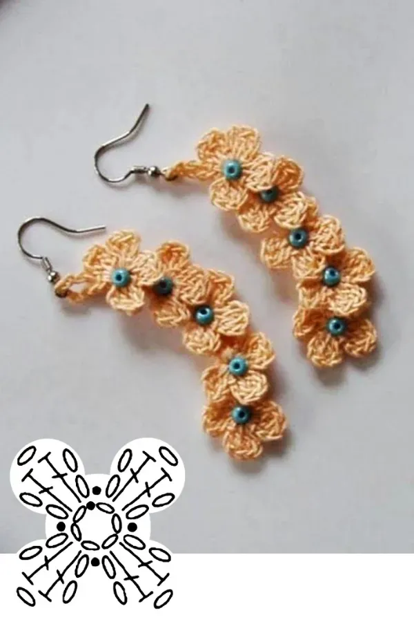 graphics of crochet earrings with flowers