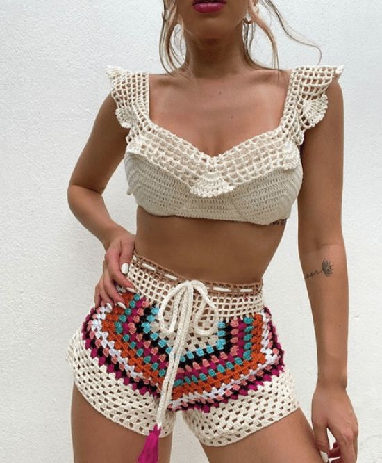 graphics of crochet shorts for the beach 8