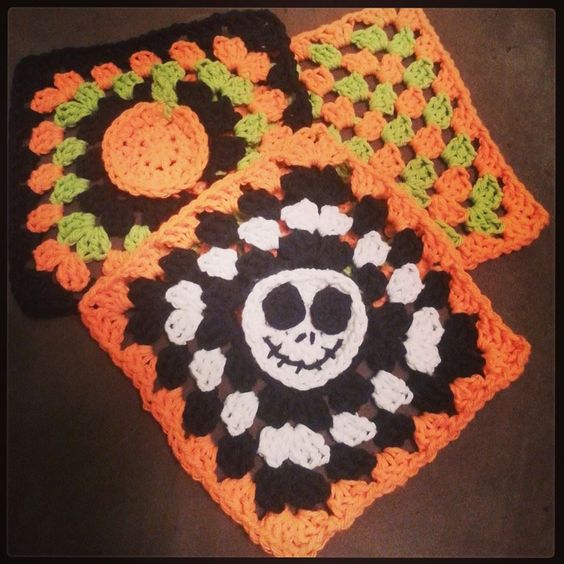 halloween granny squares crochet 2