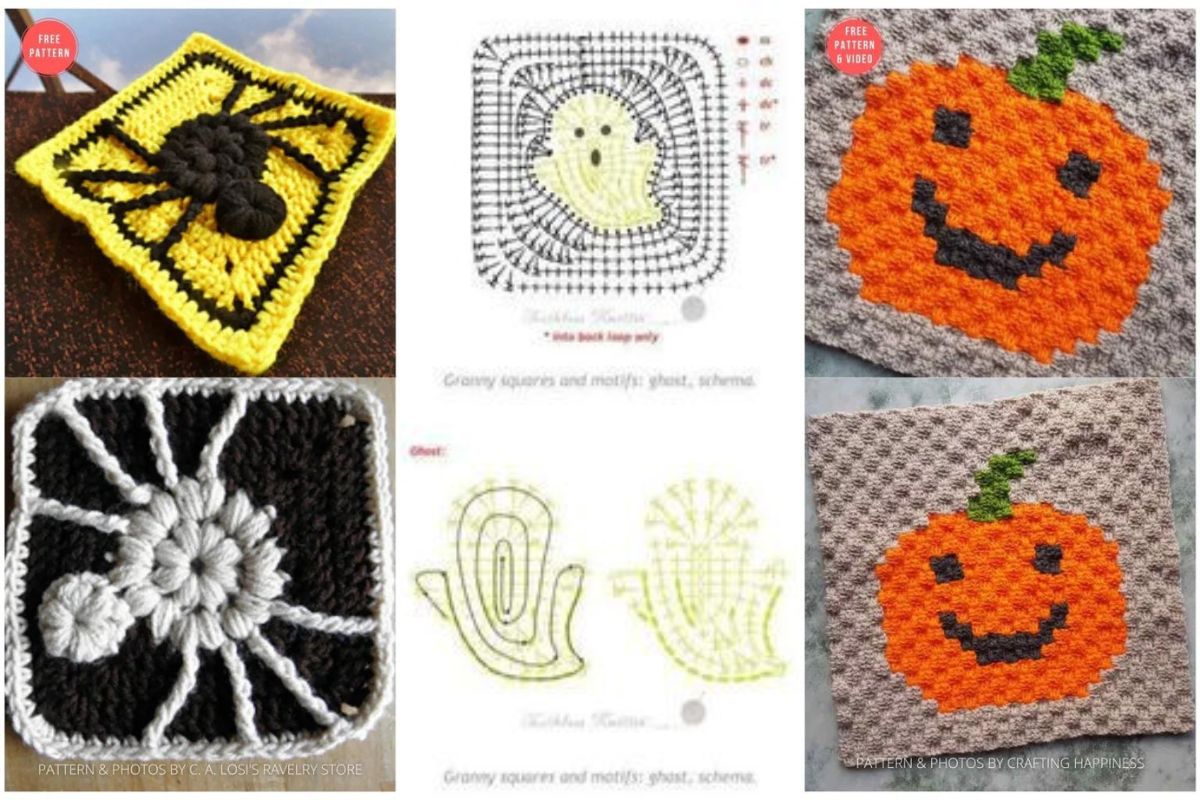 halloween granny squares crochet