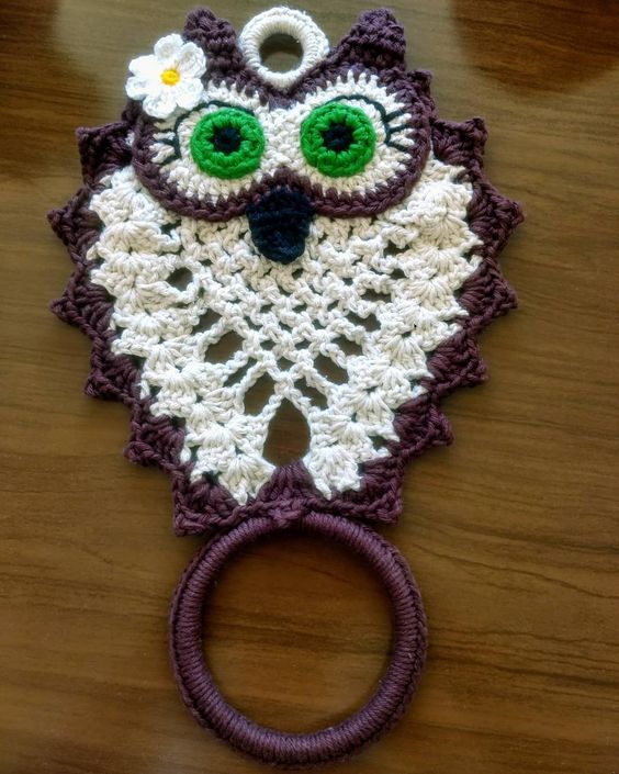 hanging ring towel holder crochet 3