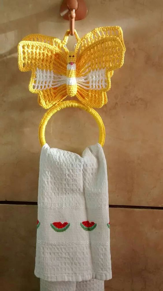 hanging ring towel holder crochet 7
