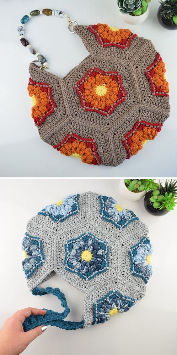hexagon bag free crochet pattern 2