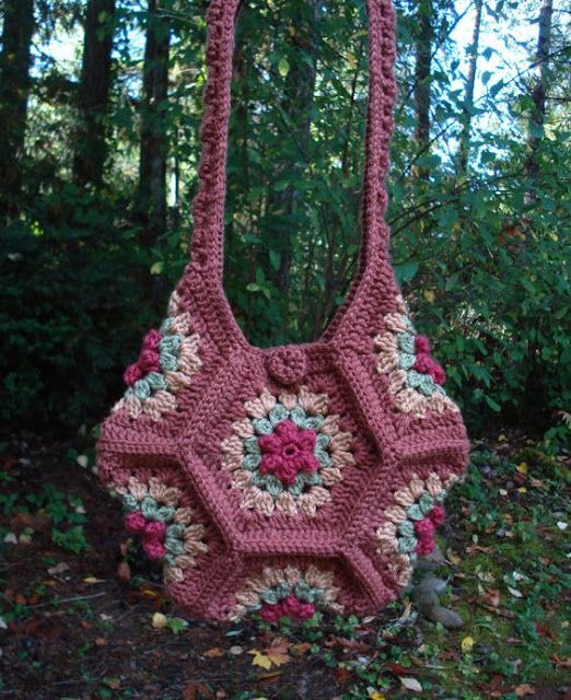 hexagon bag free crochet pattern 3
