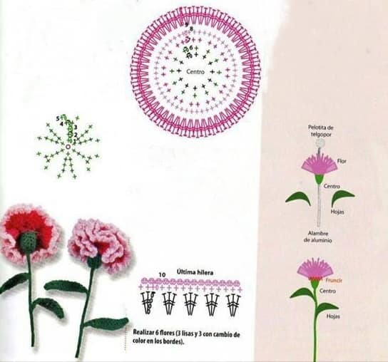 how to crochet a carnation flower 9