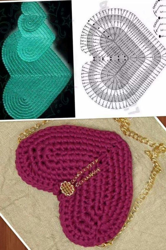 how to crochet a heart purse