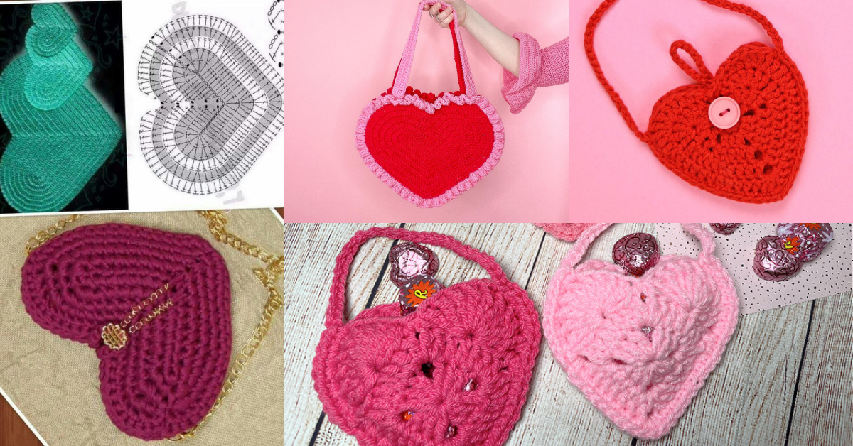 how to crochet a heart purse