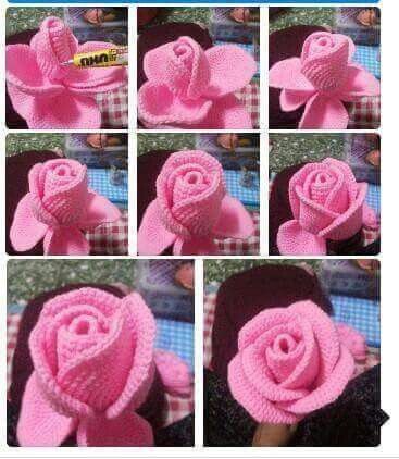 how to crochet a rose 5