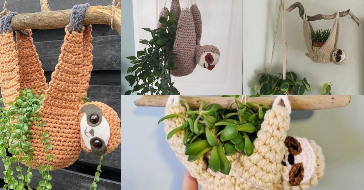 how to crochet a sloth planter