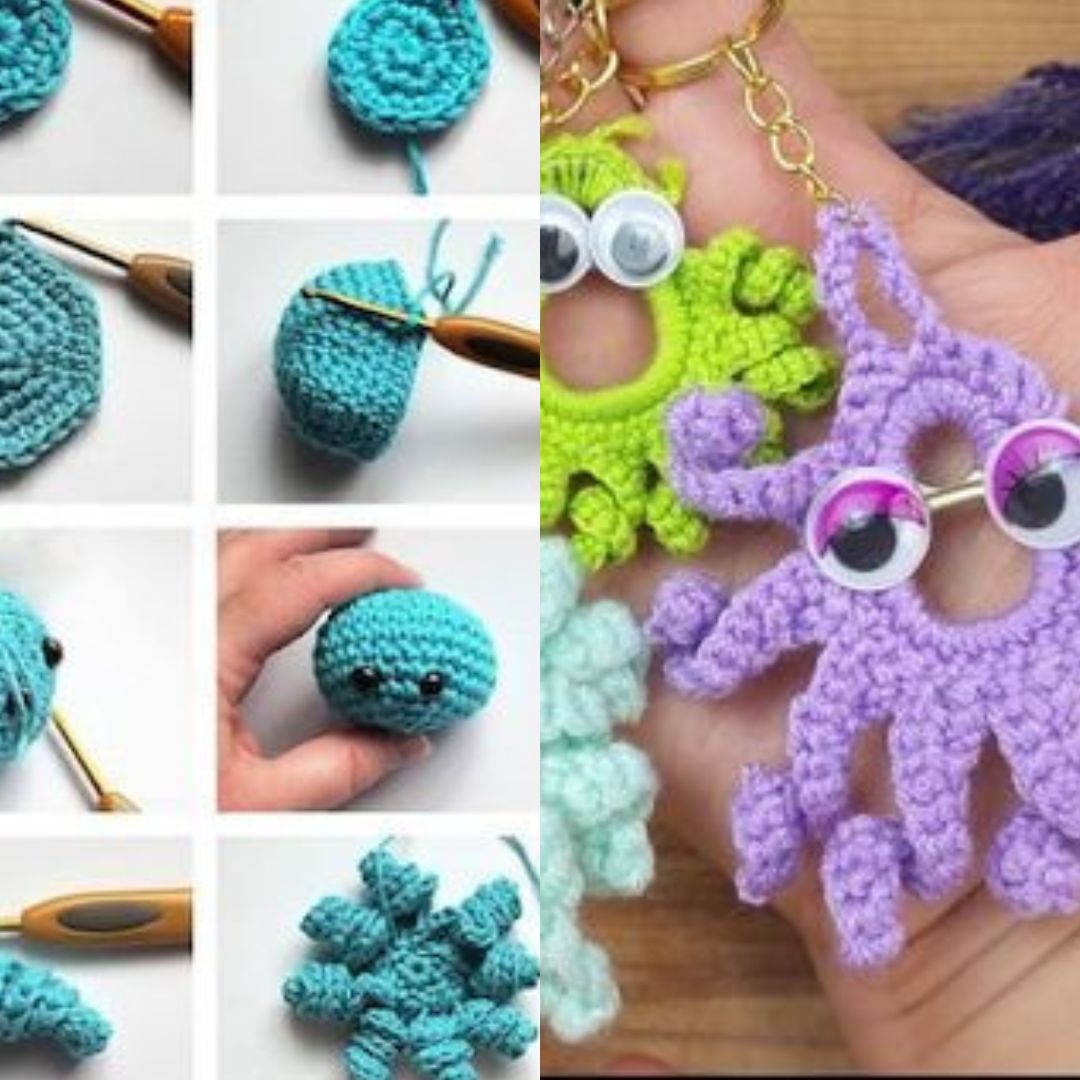 how to crochet cute octopus keychain