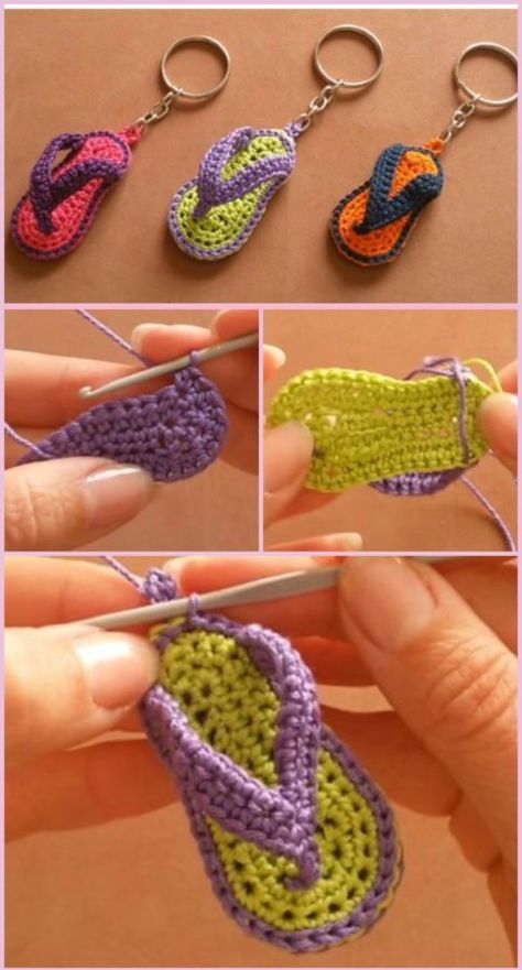 how to crochet flip flop keychain 2