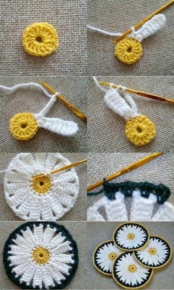 how to crochet flower hot pad 5