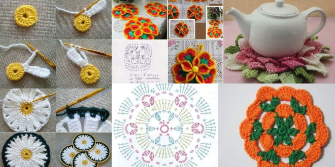 how to crochet flower hot pad