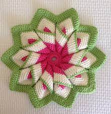 how to crochet flower hot pad 7