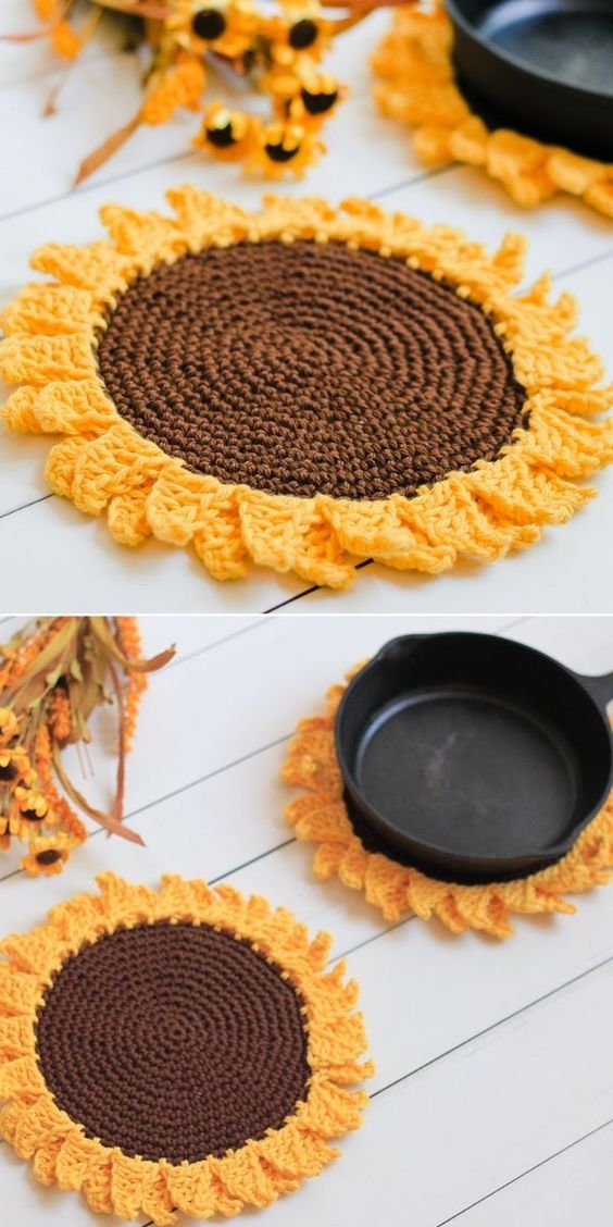 how to crochet flower hot pad