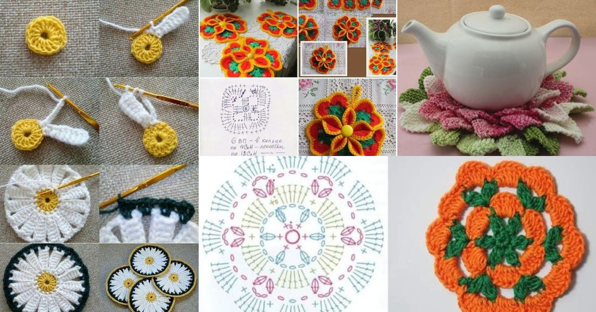 how to crochet flower hot pad