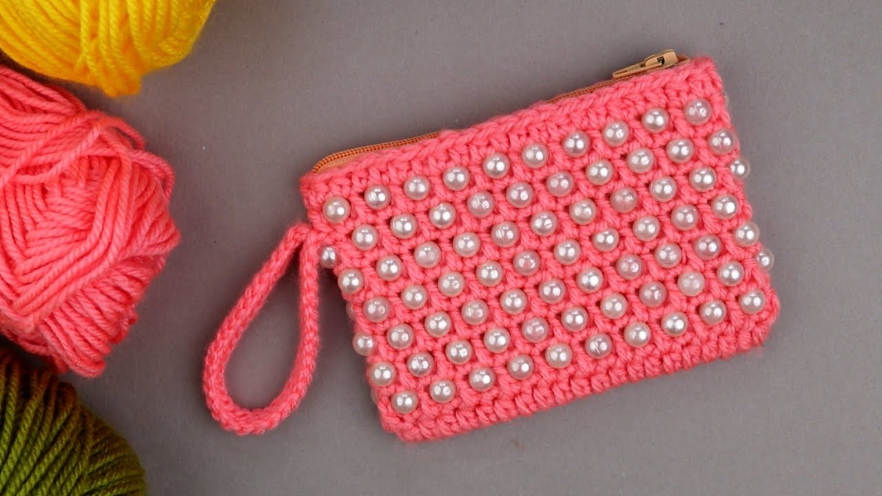 how to crochet mini pouch with pearl
