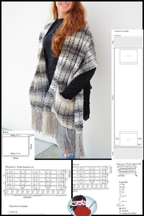 how to crochet pocket scarf 3