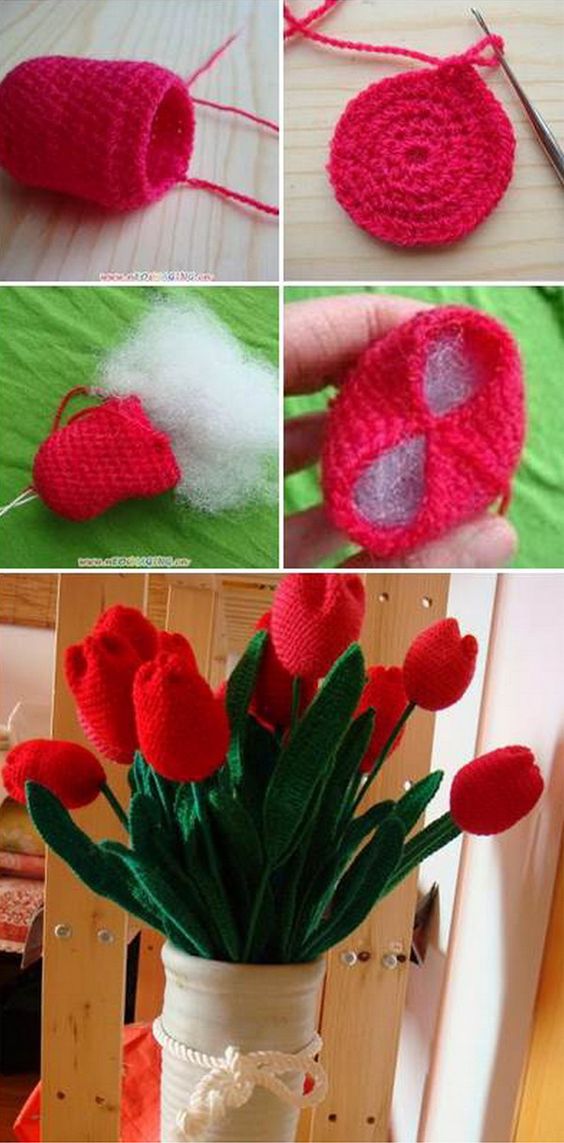 how to crochet tulips tutorial 1