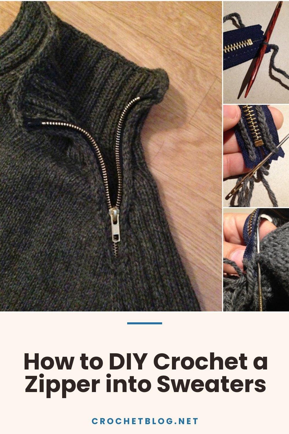 How to DIY Crochet a Zipper into Sweaters