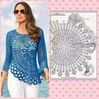 how to knit a crochet blouse with a circle 4