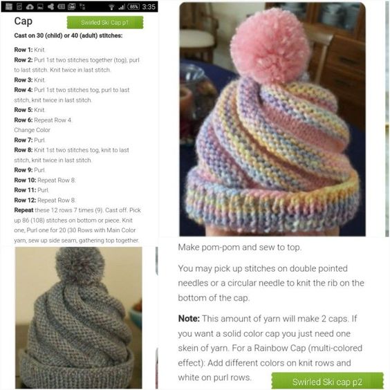 how to knit a spiral swirl beanie 3