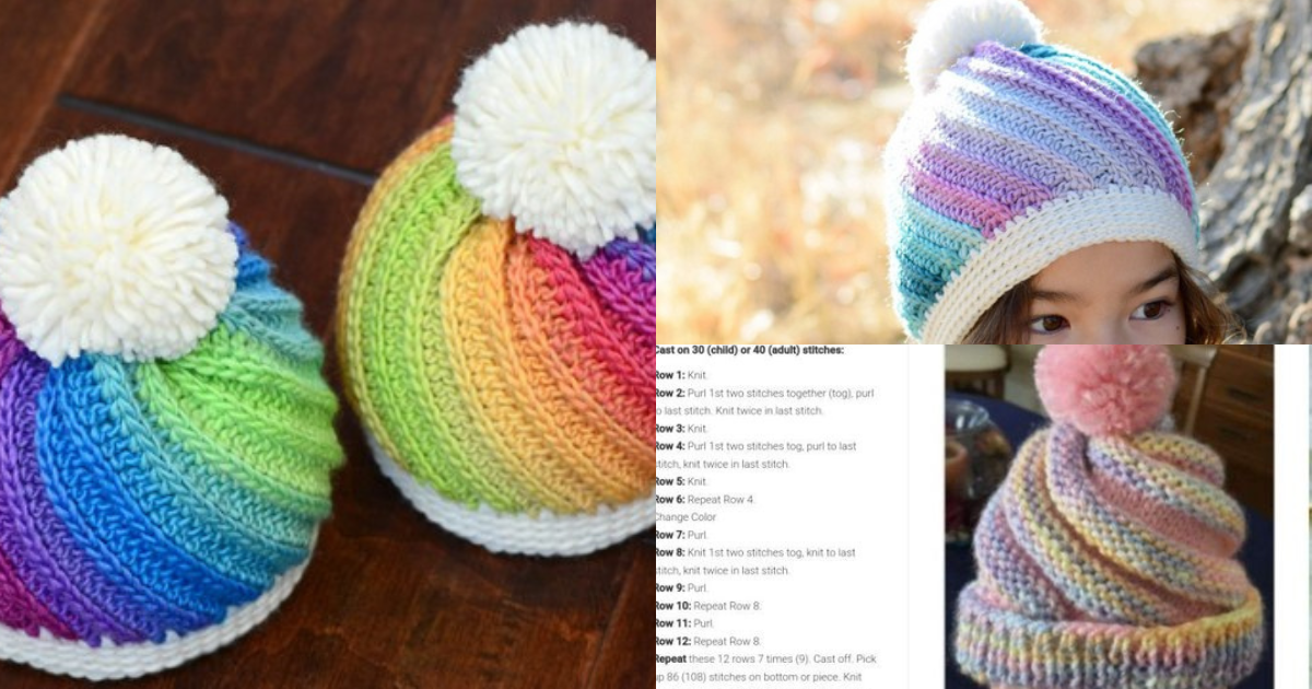 how to knit a spiral swirl beanie