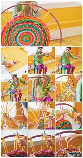 how to make a t shirt rug using a hula hoop