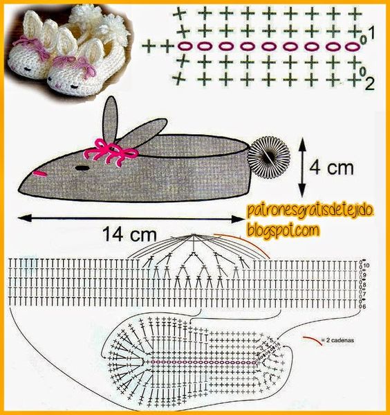how to make crochet bunny baby shoes 4