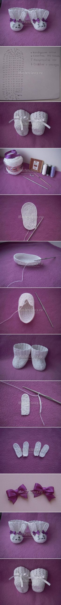 how to make crochet bunny baby shoes