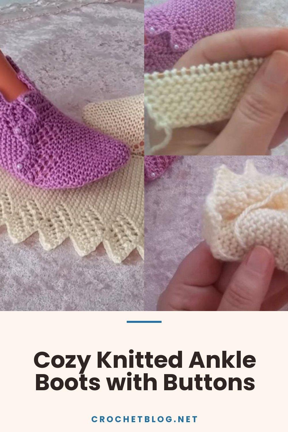 Cozy Knitted Ankle Boots with Buttons