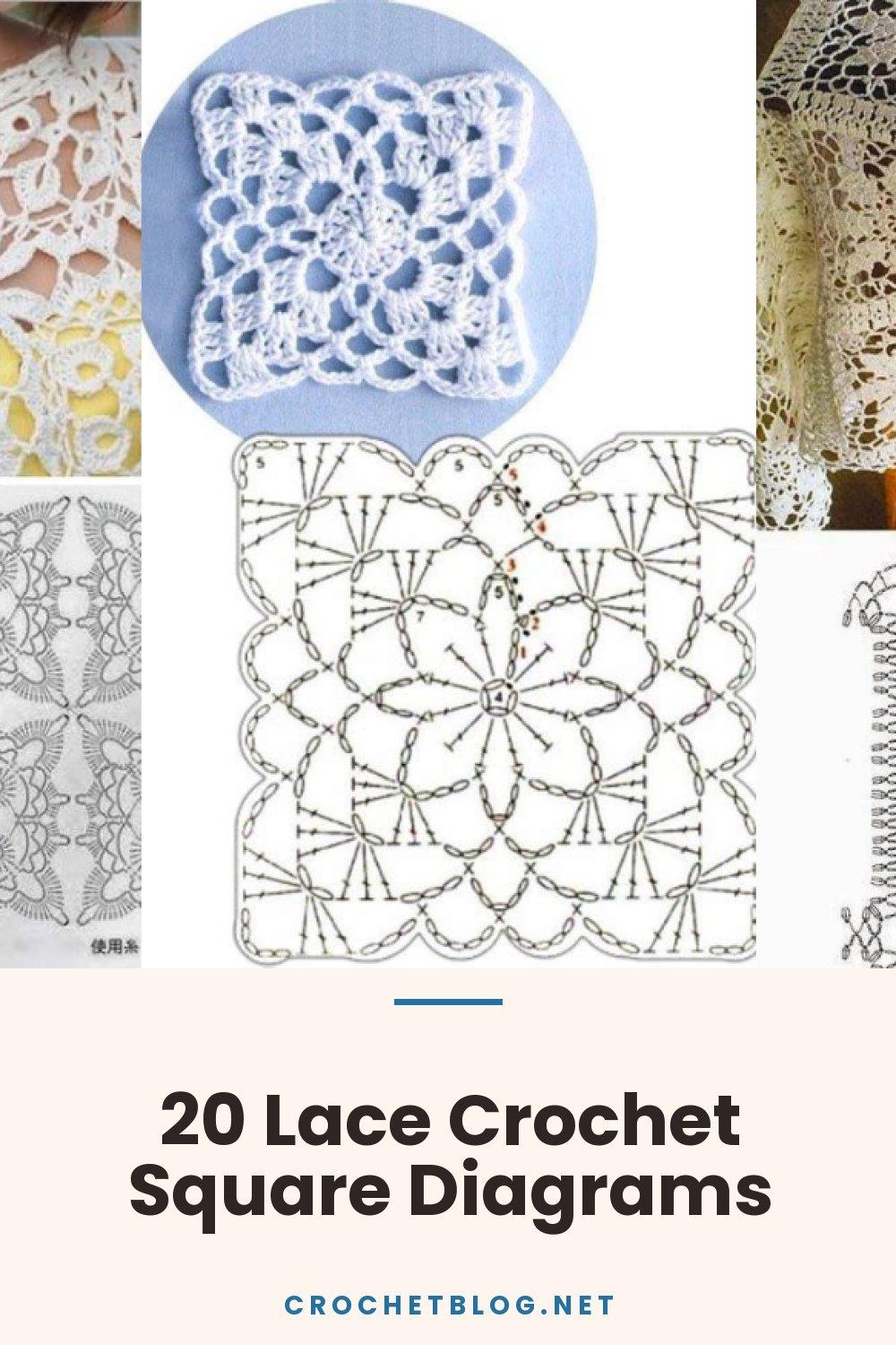 20 Lace Crochet Square Diagrams