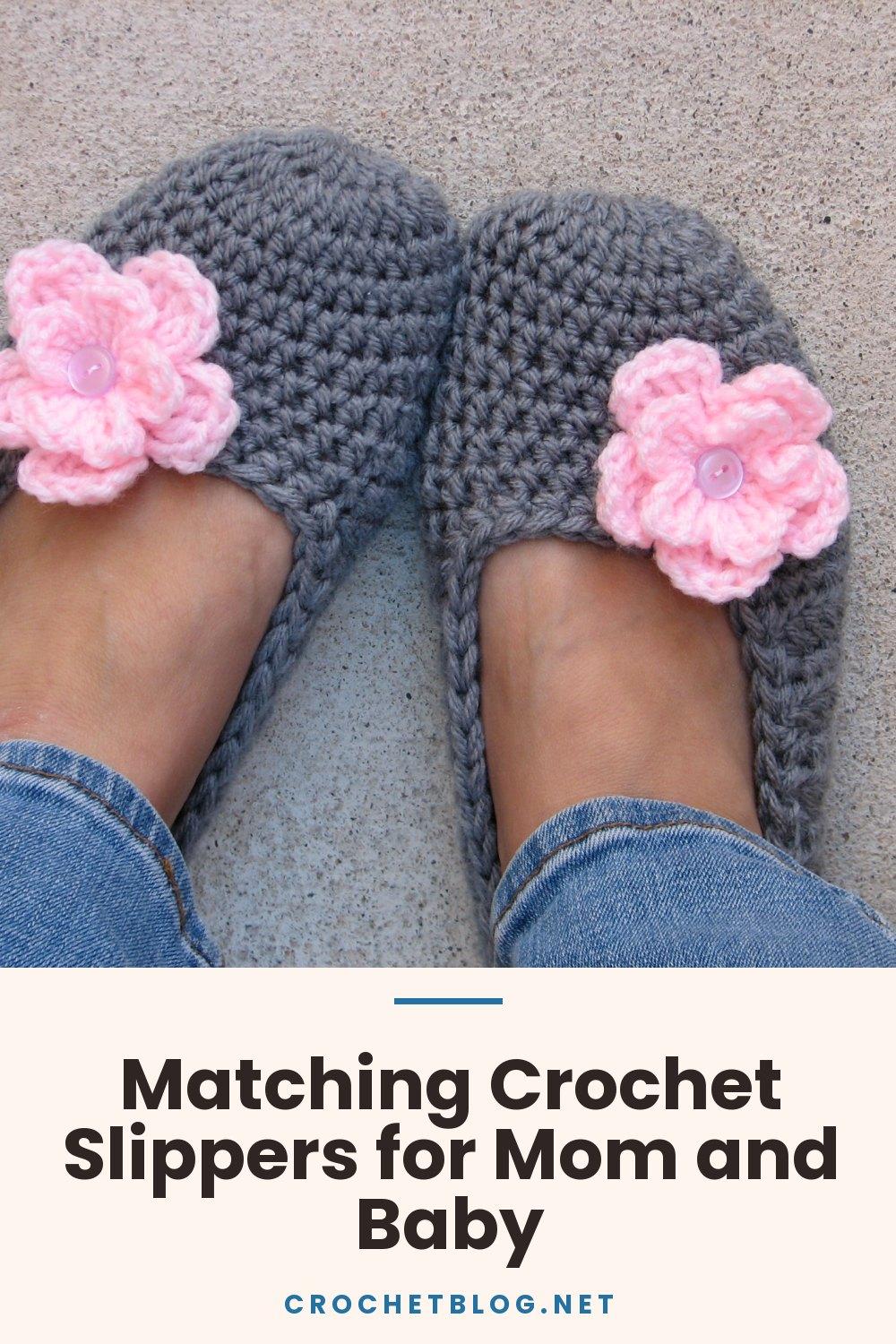 Matching Crochet Slippers for Mom and Baby