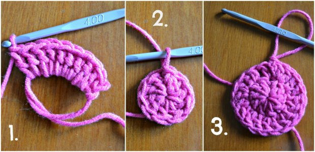 mini bag with crochet daisy step by step 1