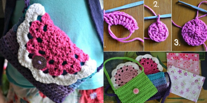 mini bag with crochet daisy step by step