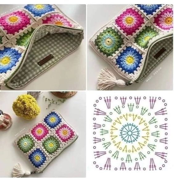 mini bag with crochet square ideas 5