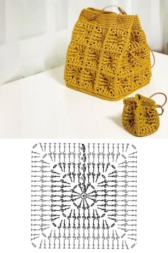 mini bag with crochet square ideas