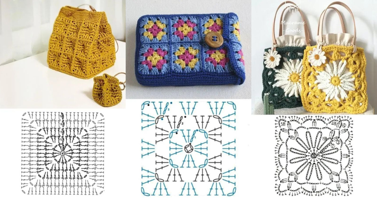 mini bag with crochet square ideas