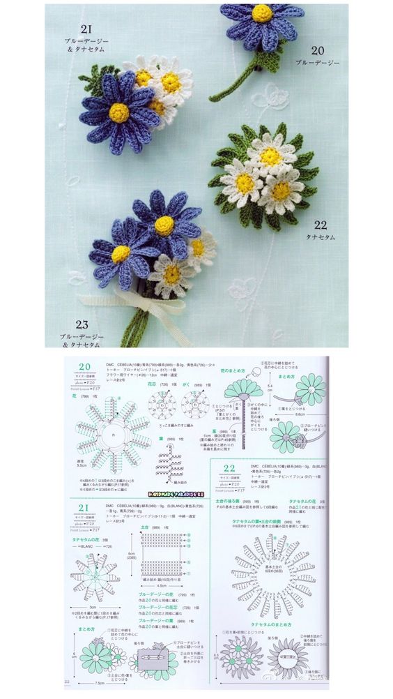 mini crochet flowers tutorial 1