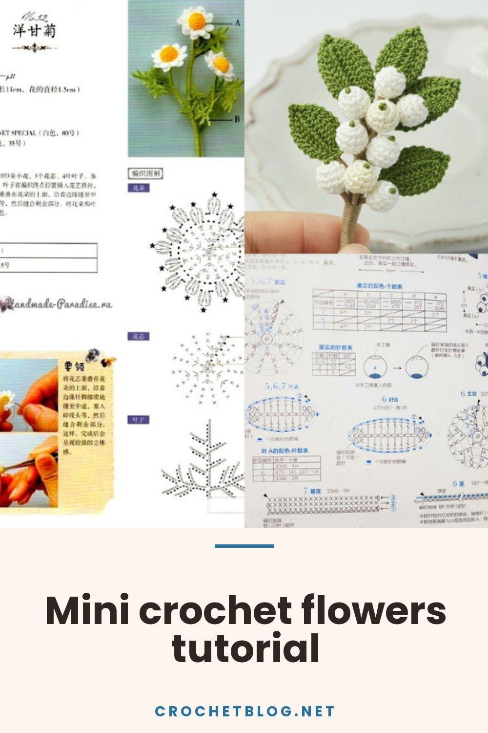 Mini crochet flowers tutorial