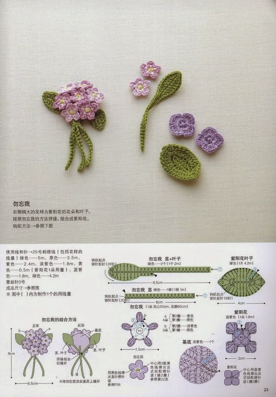 mini crochet flowers tutorial 6