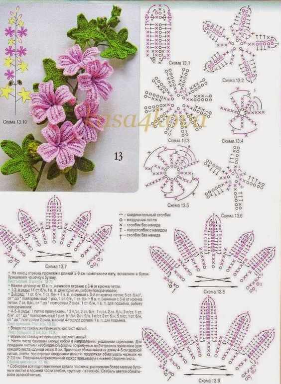 mini crochet flowers tutorial 7