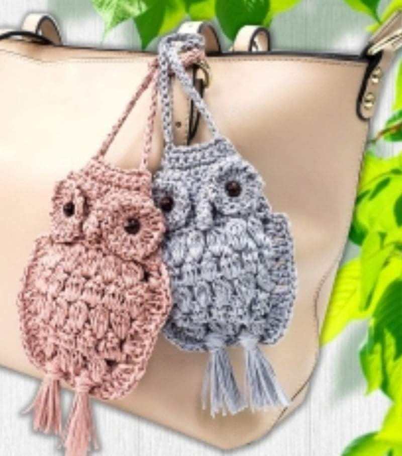 mini crochet owl pendant