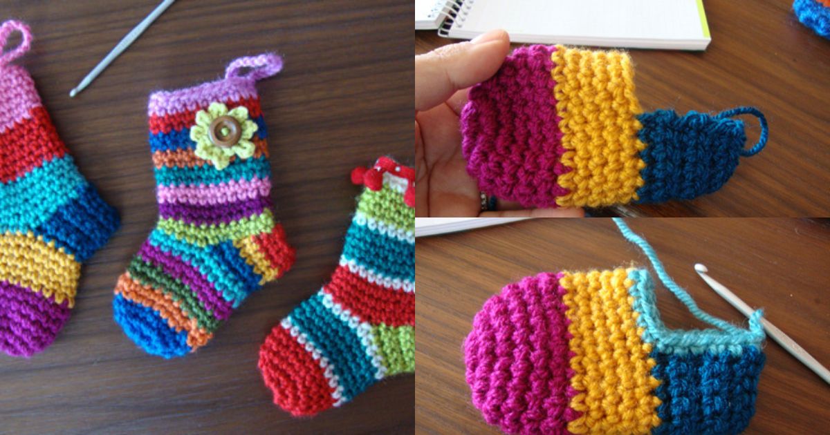 mini crochet socks for christmas 14