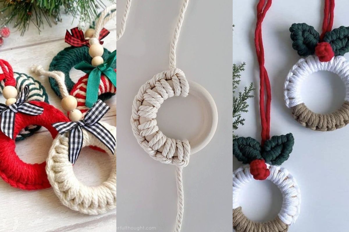 mini macrame christmas wreaths 14