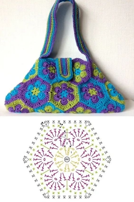 models of crochet bags with african flower 2