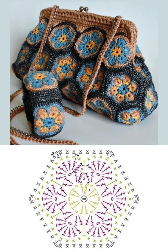 models of crochet bags with african flower 5